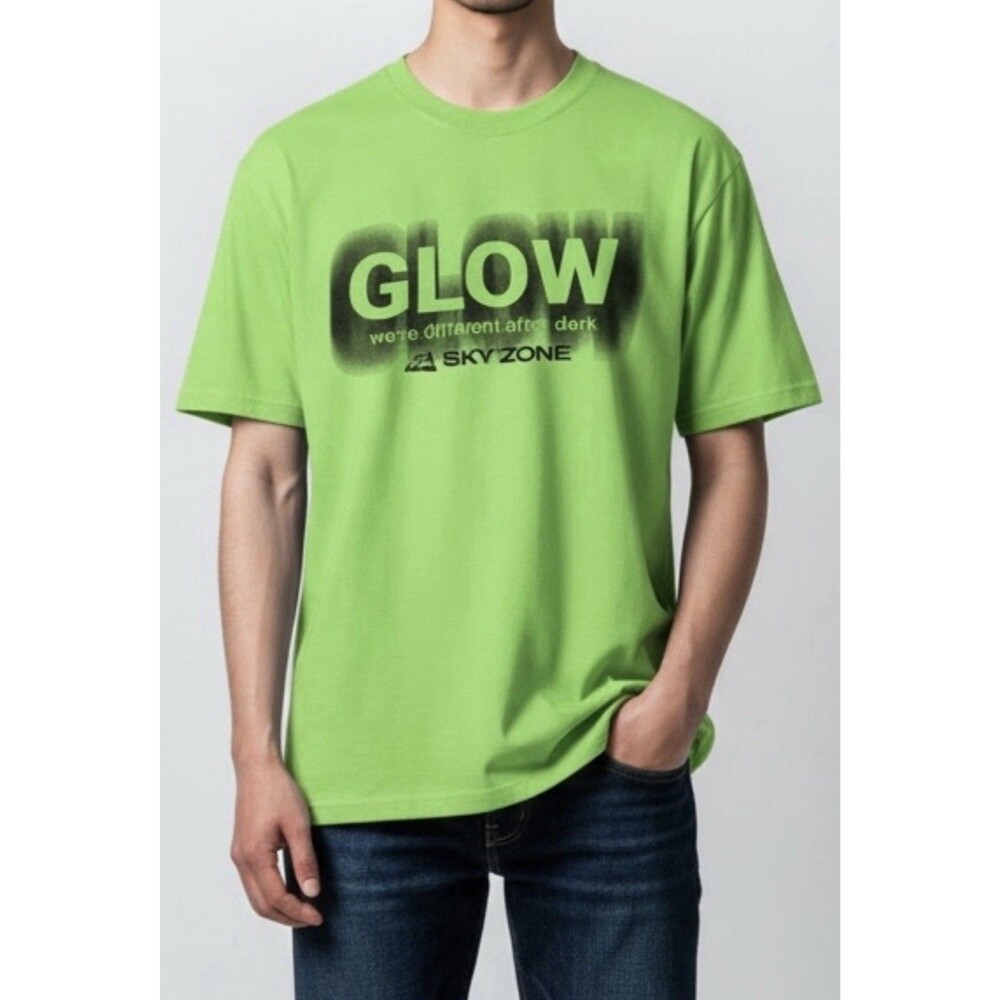 Sky Zone Glow Zone T Shirt Small S Neon Lime Green Trampoline Graphic Gildan